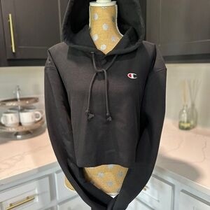 Like new Champion Black Hoodie with Logo size Large